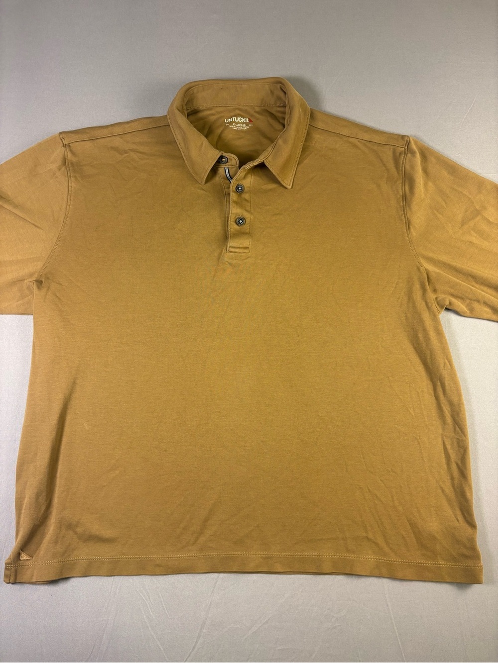 UNTUCKit Men’s Long Sleeve Polo Shirt - Khaki Color Size XL - Picture 4 of 7